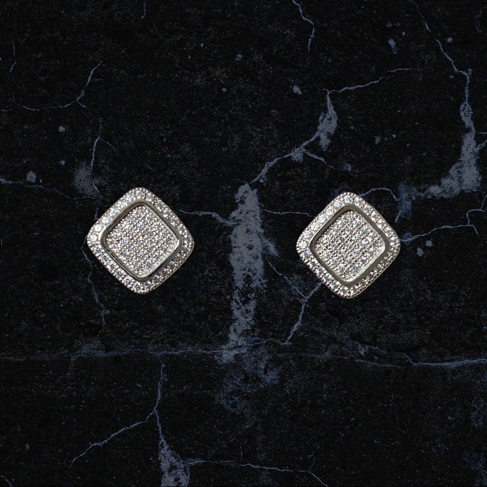 Crystal and Rhodium Post Earrings